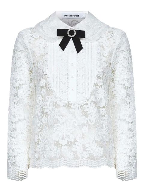 Self-Portrait embroidered-panel layered top - White - zdjęcie produktu nr 1