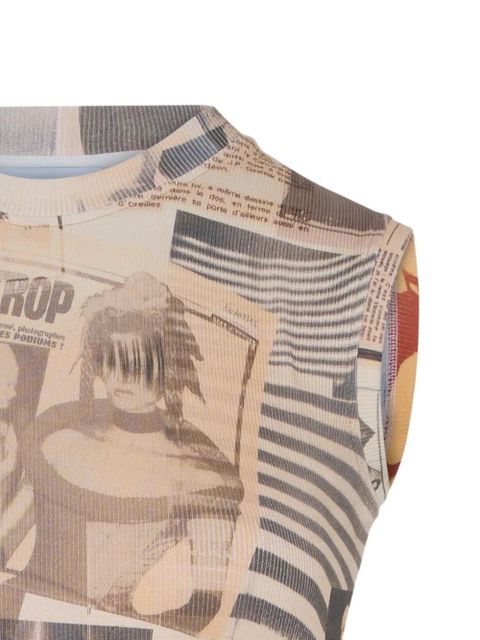 Jean Paul Gaultier ribbed journal-print tank top - Neutrals - zdjęcie produktu nr 2