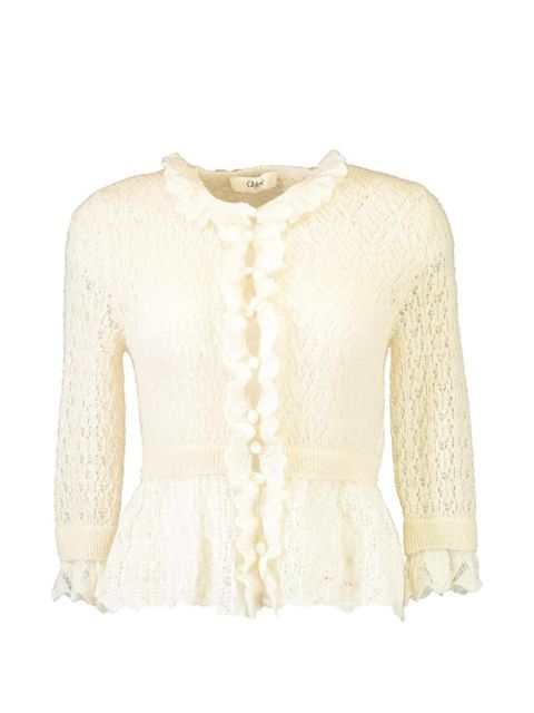 Chloé ruffled cropped cardigan - Neutrals - zdjęcie produktu nr 1