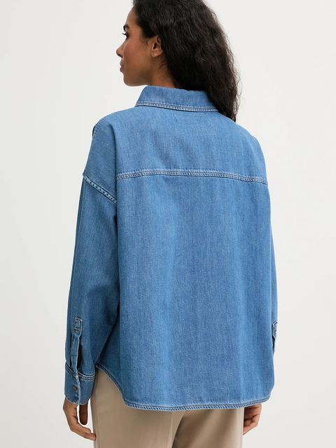 Weekend Max Mara koszula jeansowa FOGGIA damska kolor granatowy relaxed z kołnierzykiem klasycznym 2615111011600