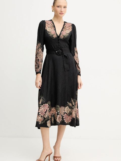 Twinset sukienka kolor czarny midi rozkloszowana 252TP2043 - zdjęcie produktu nr 1