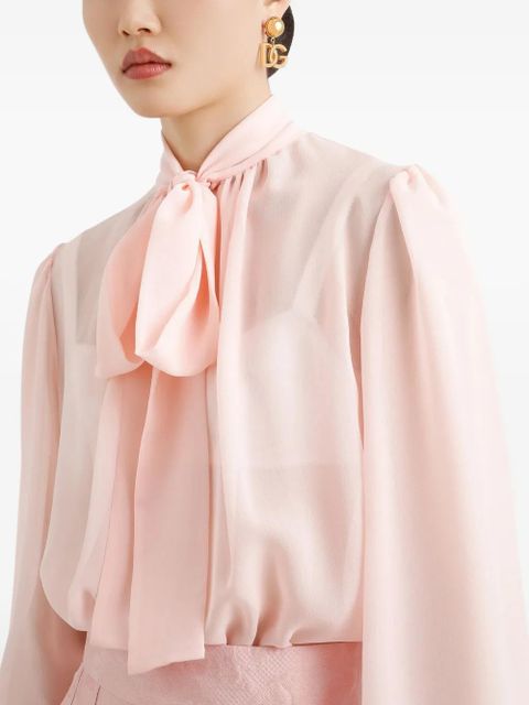 Dolce & Gabbana bow-tie high-neck blouse - Pink