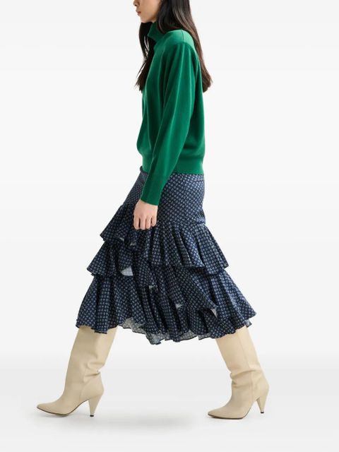 Essentiel Antwerp paisley-print tiered ruffle skirt - Blue - zdjęcie produktu nr 2