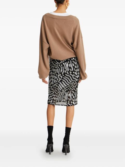 ROTATE BIRGER CHRISTENSEN v-neck long-sleeve sweater - Brown - zdjęcie produktu nr 2