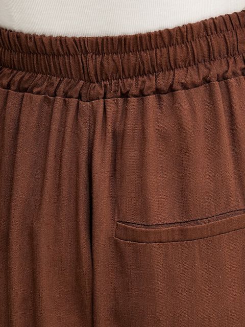 Answear.LAB spodnie z lnem damskie kolor brązowy proste high waist