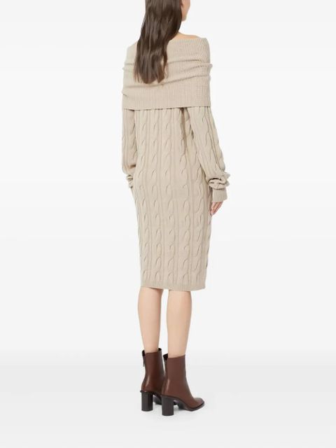 Max Mara cable-knit off-shoulder midi dress - Neutrals