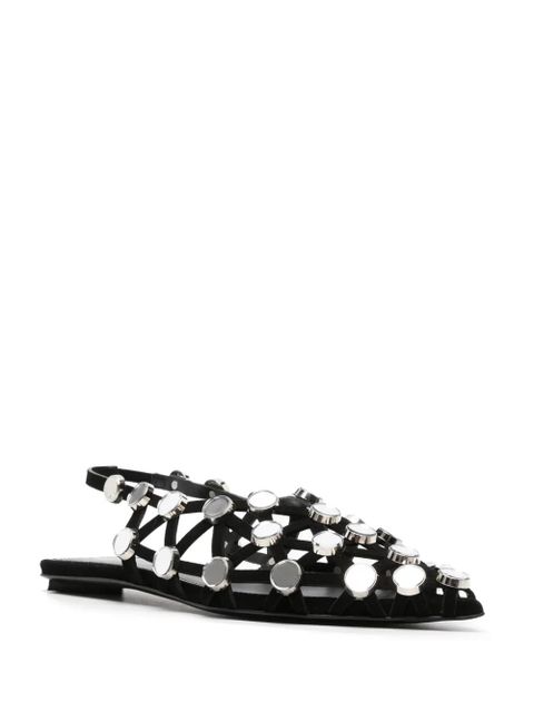 The Attico Grid rhinestone-embellished ballerina shoes - Black