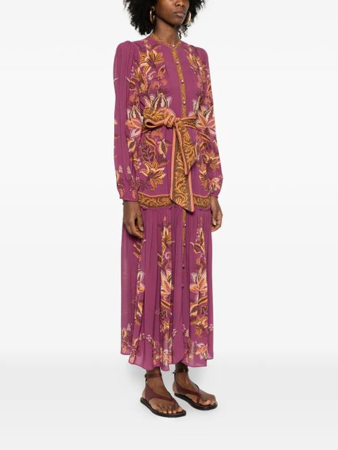 FARM Rio floral-print belted maxi dress - Pink