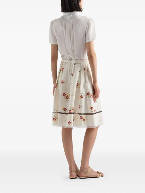 Prada floral print linen skirt - Neutrals