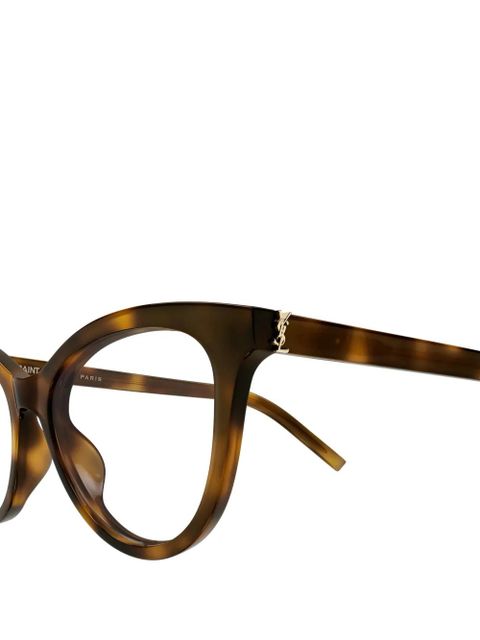 Saint Laurent Eyewear cat-eye logo glasses - Brown