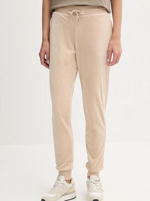 Guess spodnie dresowe welurowe COUTURE damskie kolor beżowy gładkie V3BB27 K0232 - zdjęcie produktu nr 1
