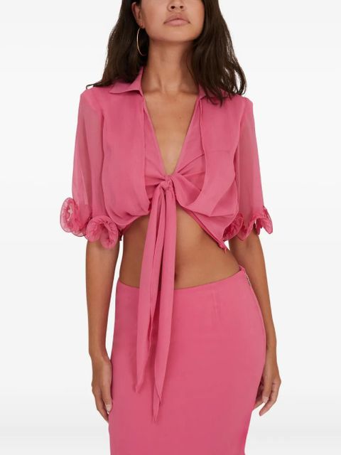 ROTATE BIRGER CHRISTENSEN ruffled cropped blouse - Pink