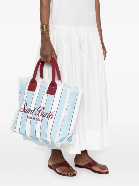 MC2 Saint Barth Vanity striped fringed-detail tote bag - Blue - zdjęcie produktu nr 2