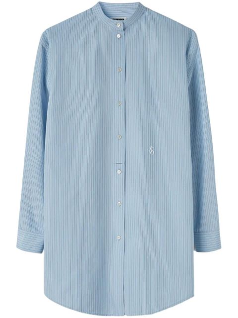 Jil Sander striped logo-patch cotton shirt - Blue - zdjęcie produktu nr 1