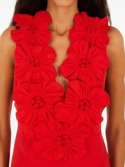 FARM Rio floral-appliqué dress - Red