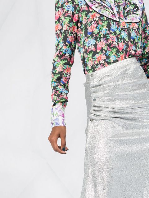 Rabanne ruched metallic midi skirt - Silver