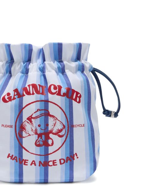 GANNI Club striped bucket bag - White
