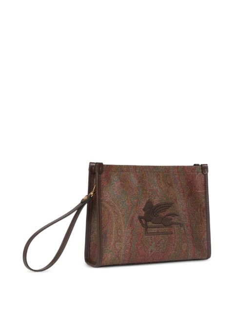 ETRO Arnica Pegaso-embroidered clutch bag - Brown