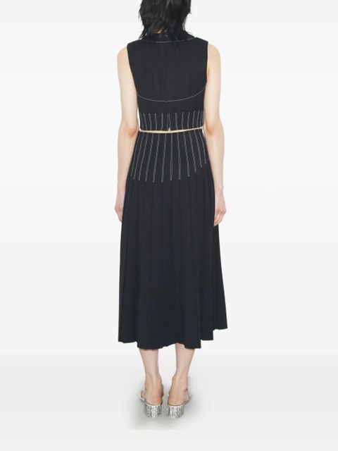 Tory Burch wool twill pleated top - Black