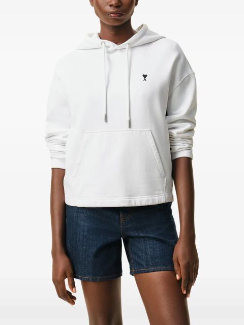 AMI Paris Ami De Coeur heart-logo cotton hoodie - White