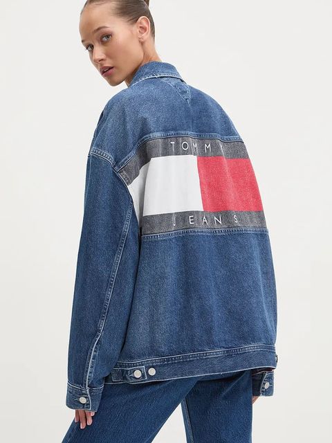 Tommy Jeans kurtka jeansowa damska kolor niebieski przejściowa oversize DW0DW19745
