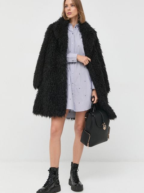 Karl Lagerfeld sukienka bawełniana kolor granatowy mini prosta - zdjęcie produktu nr 2