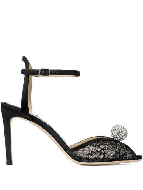 Jimmy Choo 85mm Sacora crystal-detail sandals - Black - zdjęcie produktu nr 1