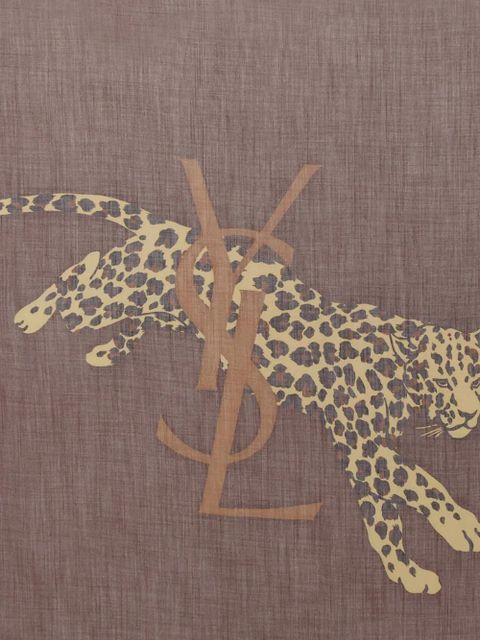 Saint Laurent Cassandre leopard-print scarf - Brown