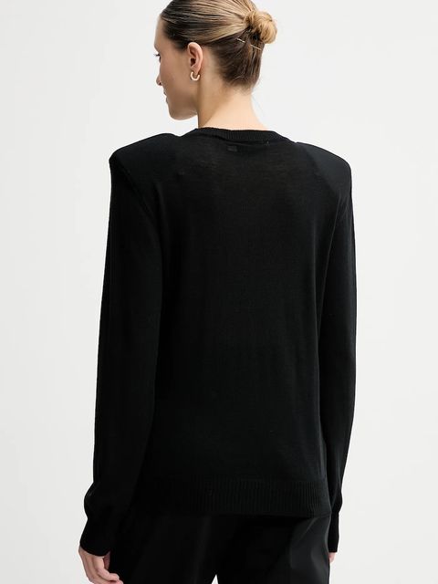 Simona Corsellini sweter wełniany damski kolor czarny lekki A25CPMGE0301