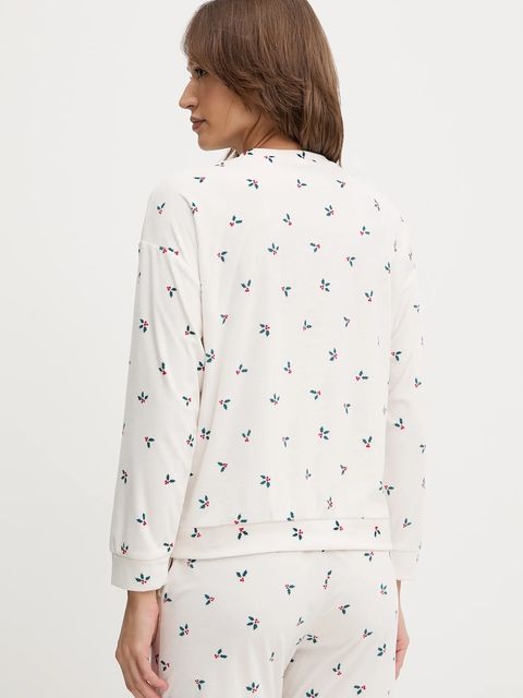 United Colors of Benetton longsleeve piżamowy damska kolor beżowy 312W3M07W