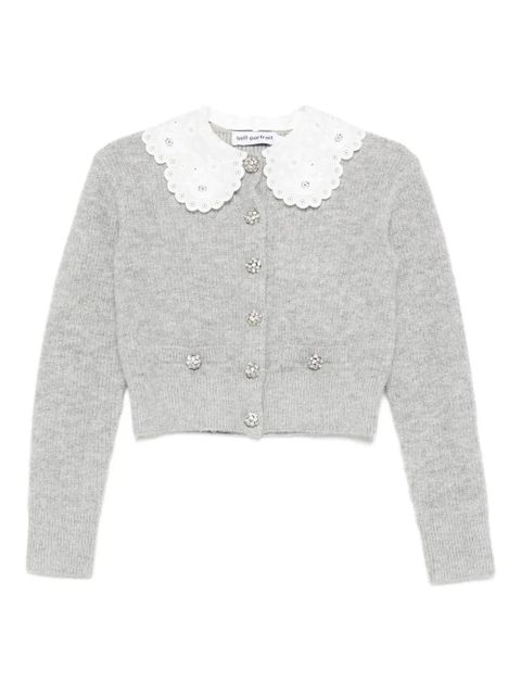 Self-Portrait lace-collar cardigan - Grey - zdjęcie produktu nr 1