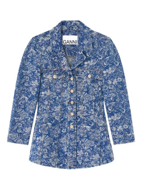 GANNI floral-print denim jacket - Blue - zdjęcie produktu nr 1