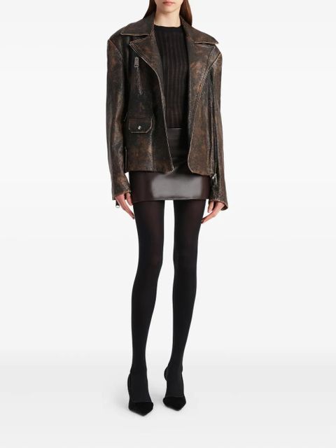 KHAITE Jett lambskin mini skirt - Brown