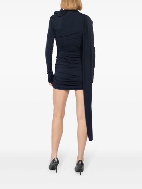 Magda Butrym floral-appliqué draped mini dress - Blue