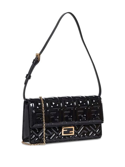 FENDI Foldover embossed top cross bag - Black
