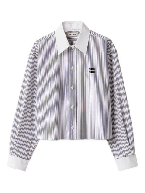 Miu Miu striped embroidered shirt - White - zdjęcie produktu nr 1