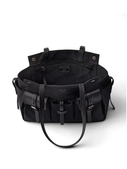Prada Route large canvas and leather tote bag - Black
