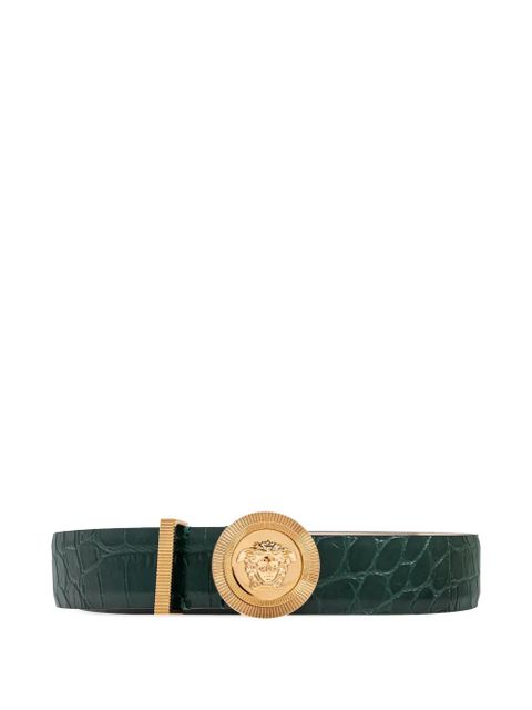 Versace Medusa Head-motif crocodile-effect belt - Green - zdjęcie produktu nr 1