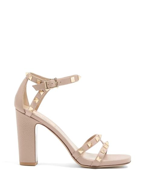 Valentino Garavani Rockstud sandals in elk print calfskin 100mm - Neutrals - zdjęcie produktu nr 1