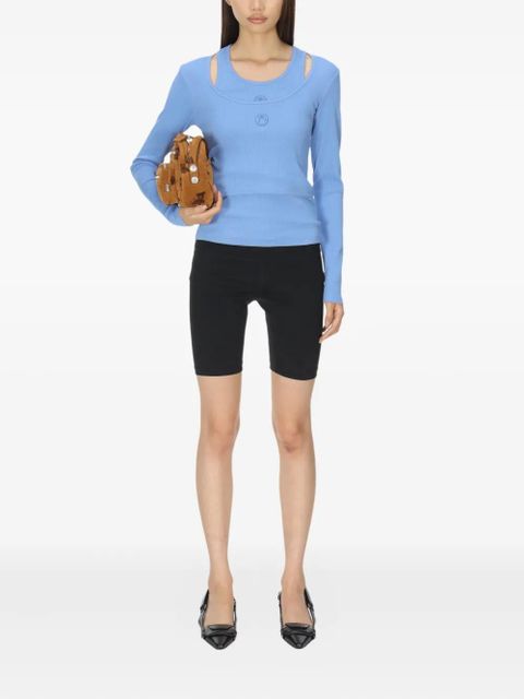 Marine Serre moon-logo round-neck top - Blue - zdjęcie produktu nr 2