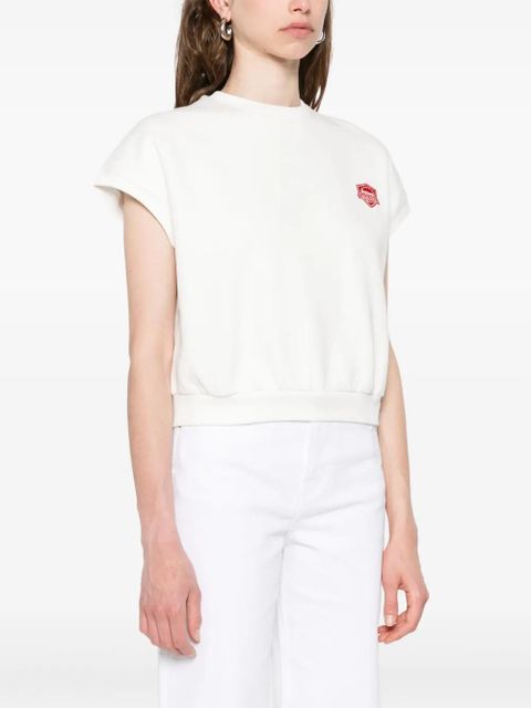 Maje logo-embroidered cropped sweatshirt - White