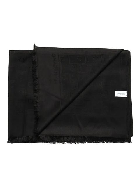 Ferragamo Gancini-pattern fringed scarf - Black