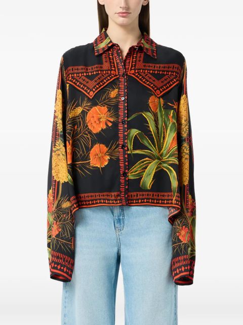 Blumarine twill foulard print shirt - Black