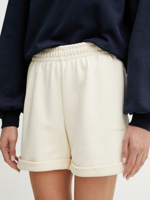 La Mania szorty damskie kolor beżowy gładkie high waist ZONE