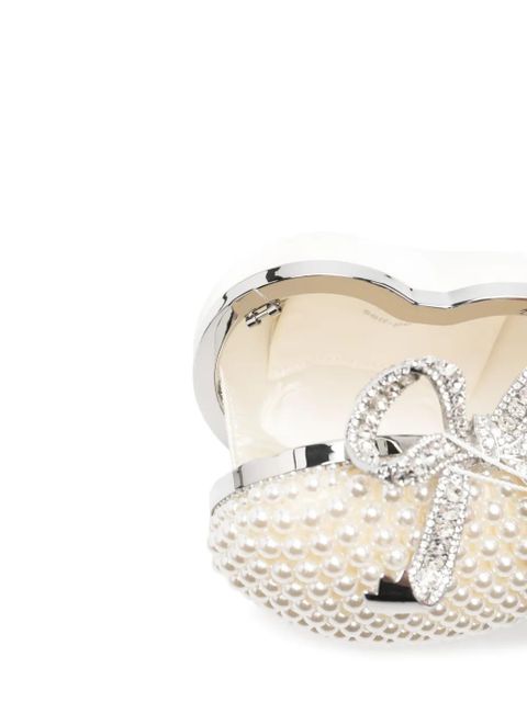 Self-Portrait Pearl Heart clutch - Neutrals