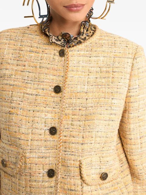 ETRO tweed-effect cropped jacket - Neutrals