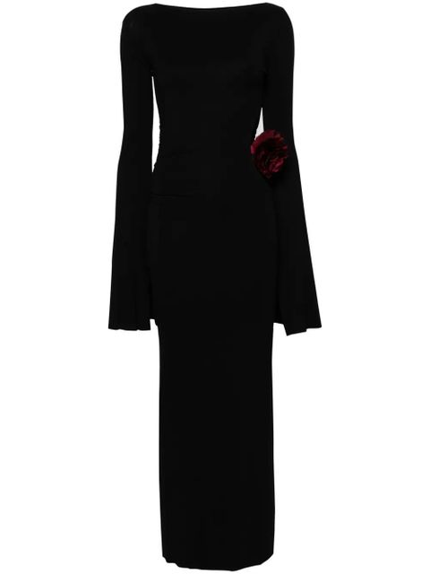 MANURÍ floral-appliqué jersey maxi dress - Black - zdjęcie produktu nr 1