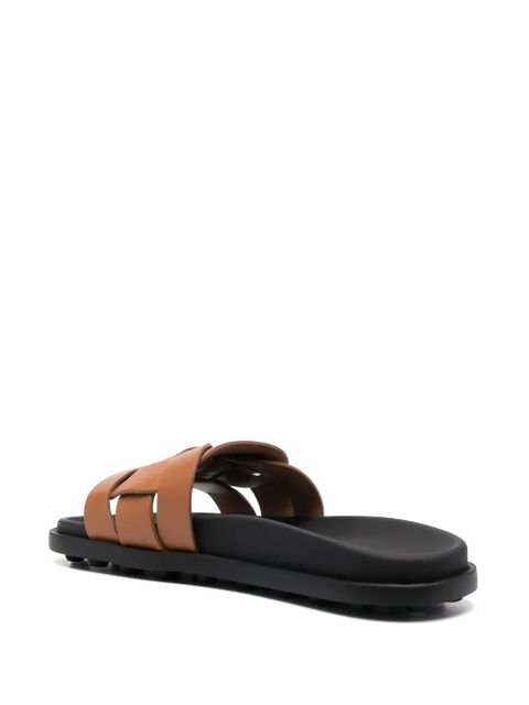 Tod's woven leather slides - Brown
