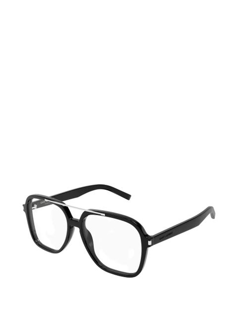 Saint Laurent Eyewear pilot-frame double-bridge glasses - Black - zdjęcie produktu nr 2
