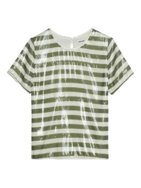 Zadig&Voltaire Tchao sequin stripe T-shirt - Green - zdjęcie produktu nr 1